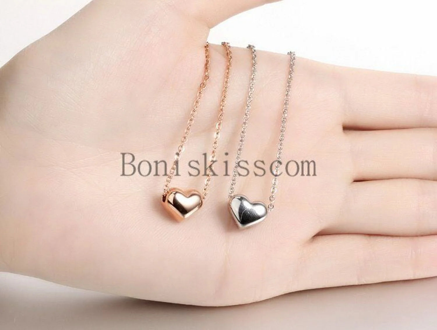 Women'S Girls Stainless Steel Heart Pendant Necklace Chain Valentine'S Day Gift