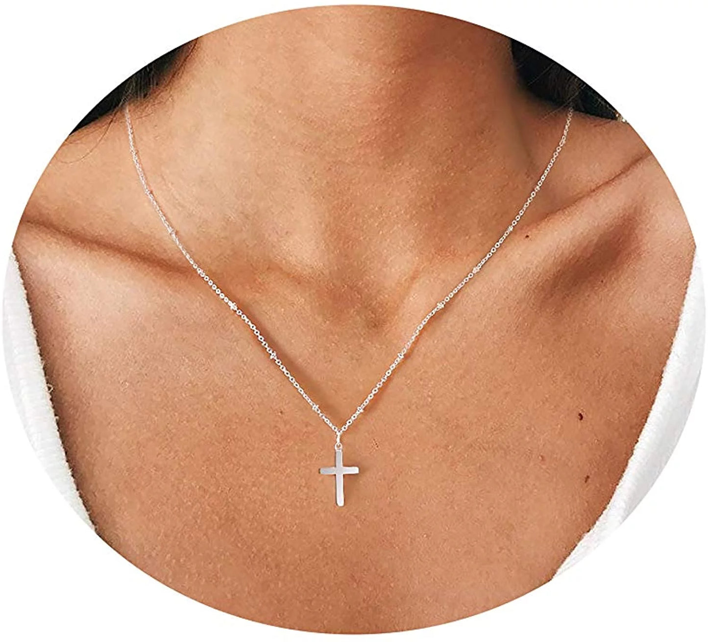 Tiny Cross Necklace/Minimal Necklace, 18K Gold/Silver Plated, Simple Tiny Necklace for Women Girls