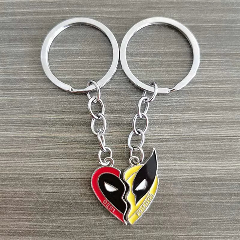 Deadpool Wolverine Cospay Best Friends Necklace Superhero Couple Necklace Heart Pendant Friendship Matching Gifts for Unisex