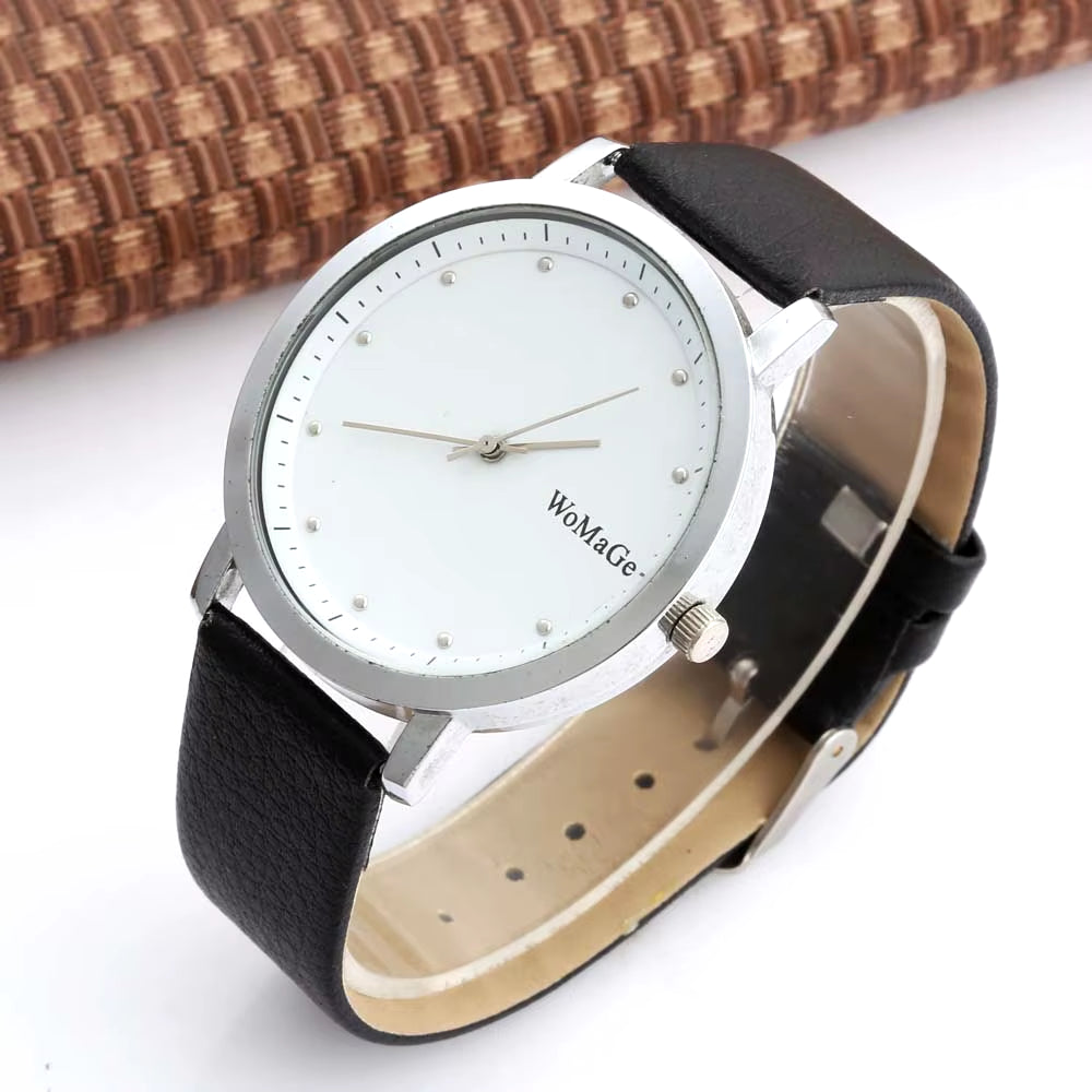 2020 New Fashion Unisex Watches Men Women Casual Quartz Watches Leather Strap Relogio Masculino Relogio Feminino WOMAGE