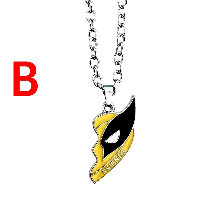 Deadpool Wolverine Cospay Best Friends Necklace Superhero Couple Necklace Heart Pendant Friendship Matching Gifts for Unisex