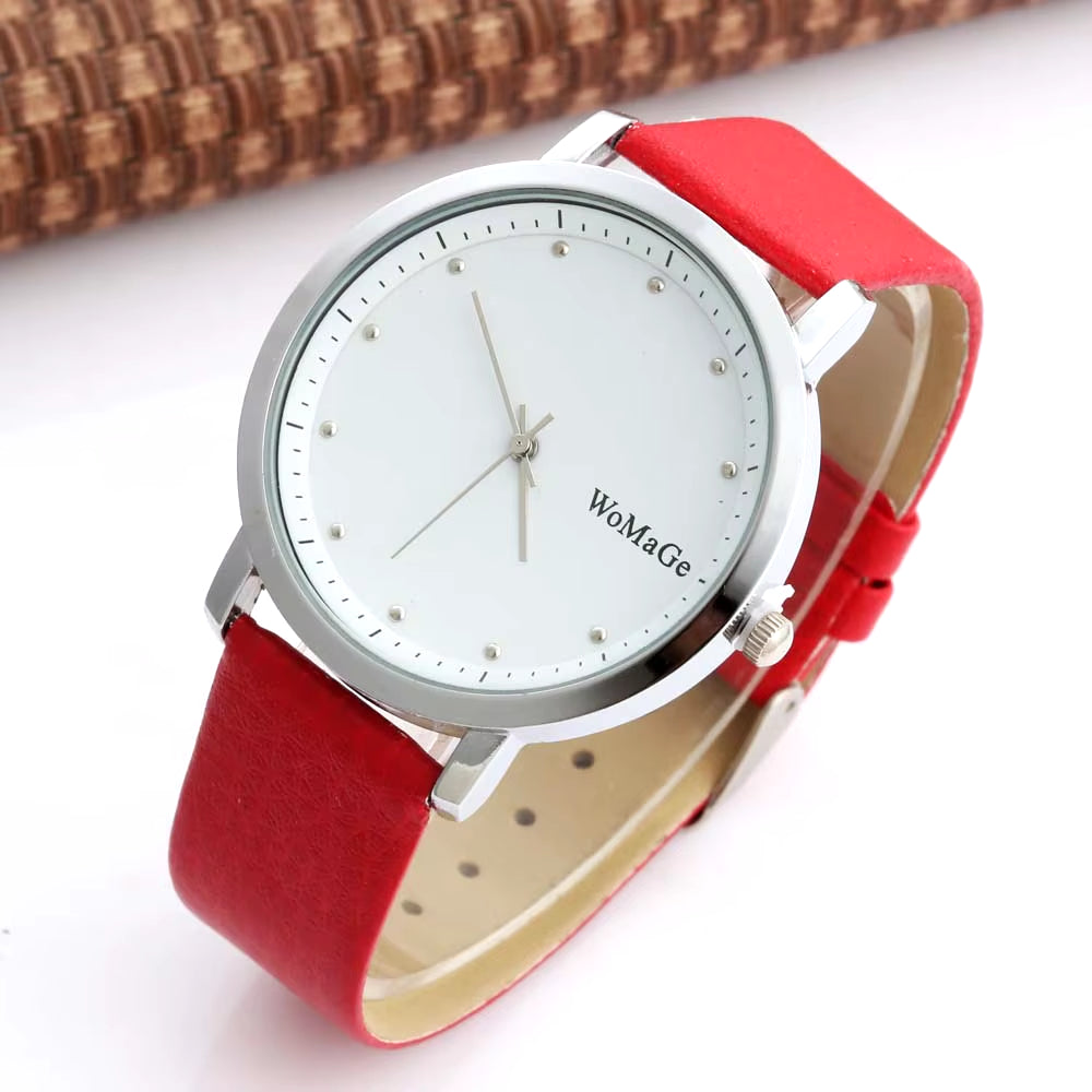 2020 New Fashion Unisex Watches Men Women Casual Quartz Watches Leather Strap Relogio Masculino Relogio Feminino WOMAGE