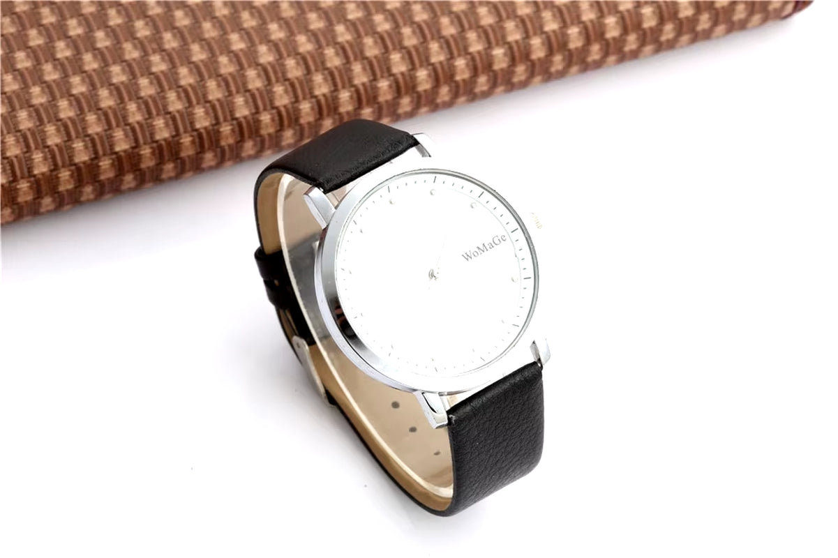 2020 New Fashion Unisex Watches Men Women Casual Quartz Watches Leather Strap Relogio Masculino Relogio Feminino WOMAGE