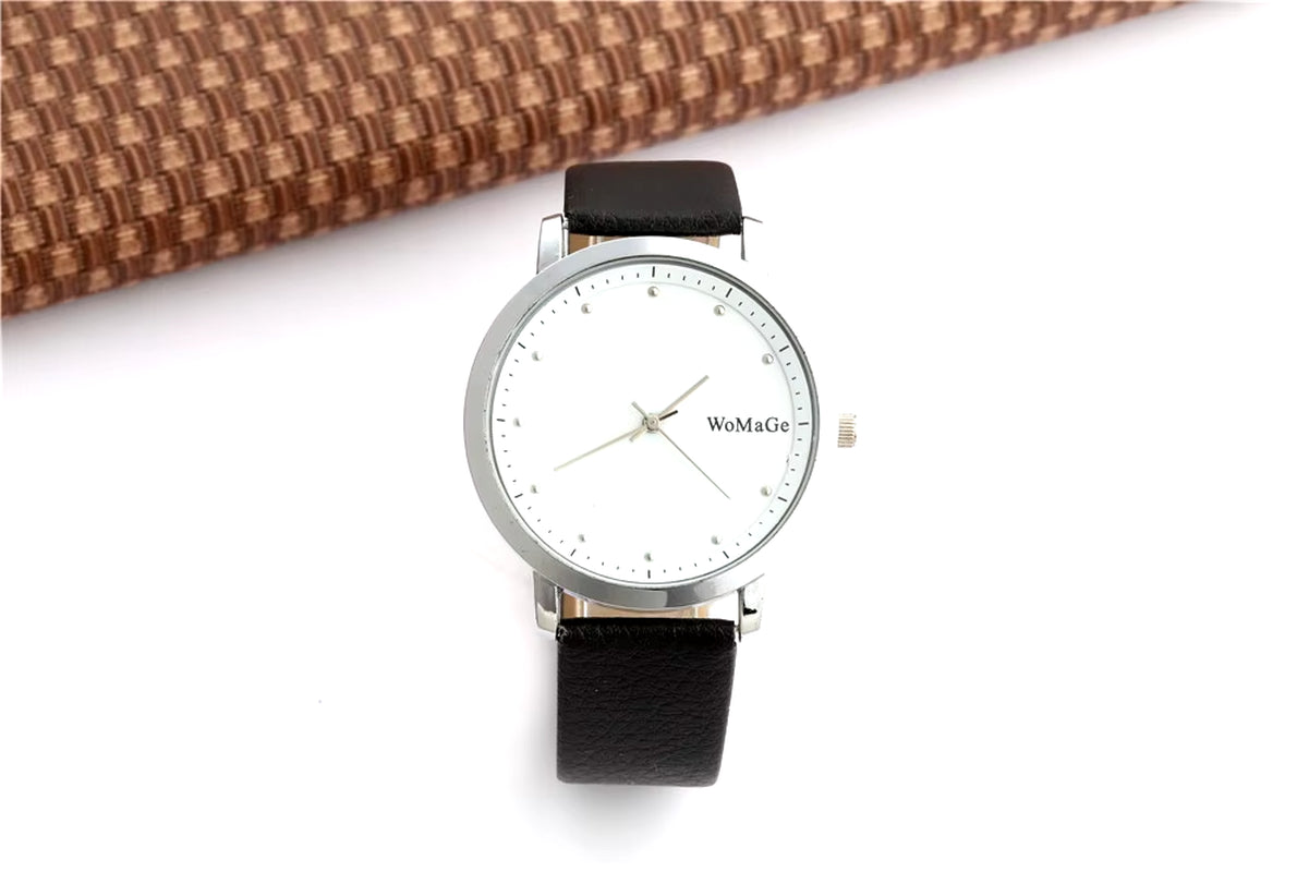 2020 New Fashion Unisex Watches Men Women Casual Quartz Watches Leather Strap Relogio Masculino Relogio Feminino WOMAGE