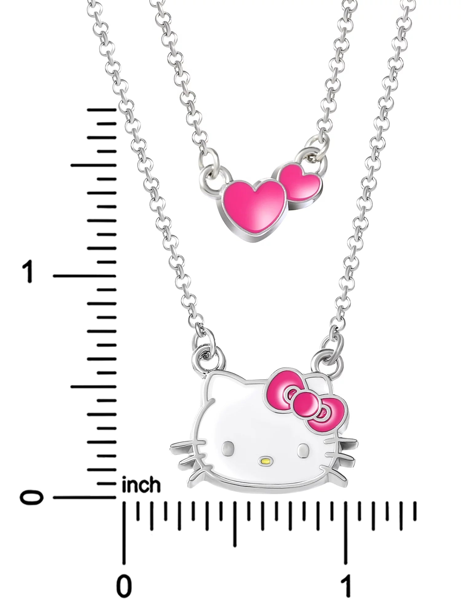 Sanrio, , Girl'S, Silver-Tone Enamel Hearts Double Necklace Set